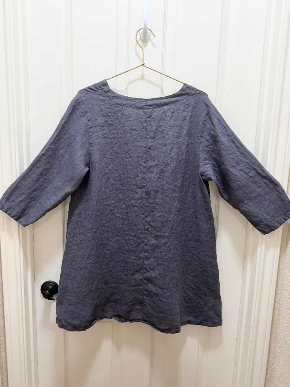 Match Point USA 100% Linen Tunic Top Size S Gray‎ Patch Pockets Lagenlook Boho - Picture 12 of 13